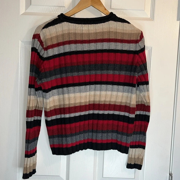 🍁Vtg Christopher & Banks sweater women’s S striped multicolour ribbed - Picture 4 of 8